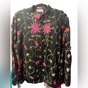 Vintage Back Woods Black Floral embroidered Women's Jacket
